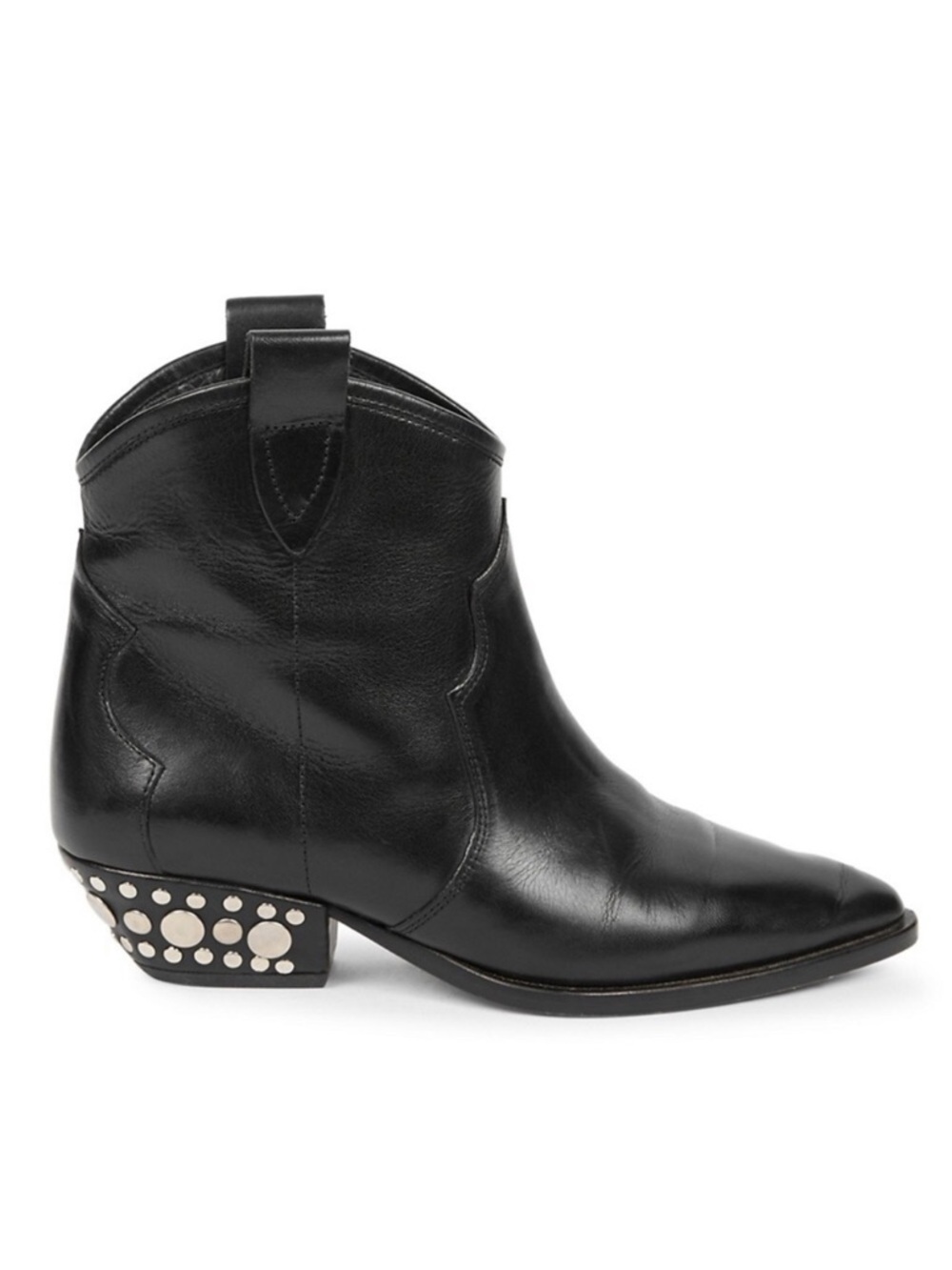Isabel Marant Dewina Leather Western Ankle Boots with Studded Heel in Black - 38 - Picture 2 of 7